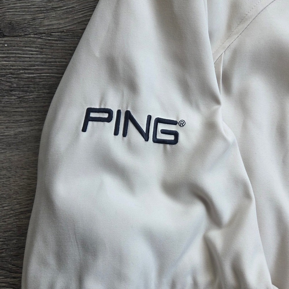 PING Windbreaker Men XL Ivory Quarter Zip Golf Jacket Netgear Logo - Picture 3 of 7